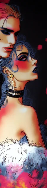 Free dark romance bookmark featuring a couple with blush-toned accents